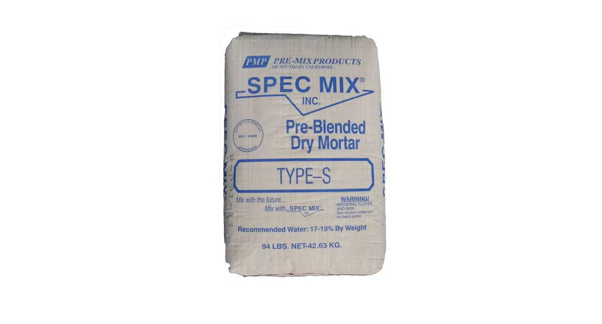 94 lb. bag of Type S Mason Mortar Mix for concrete block, brick, and stone masonry projects.