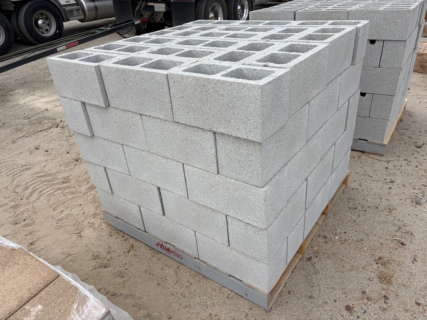 Grey concrete CMU blocks available in 6x8x16 and 8x8x16 sizes