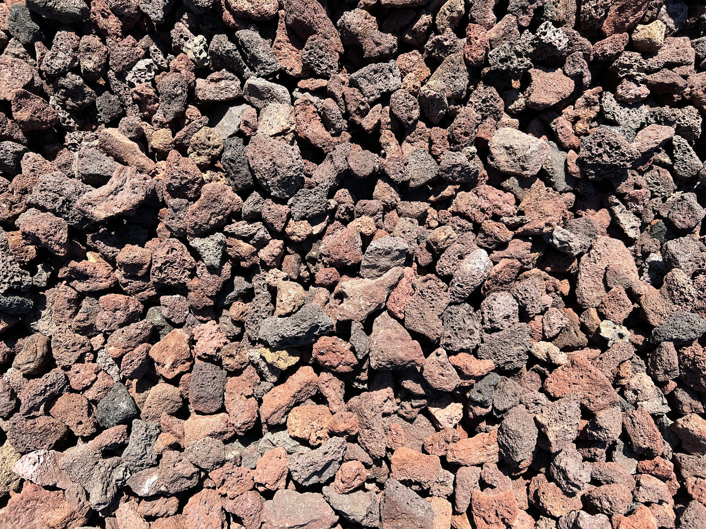Red lava rock for landscaping in 3/4-inch size