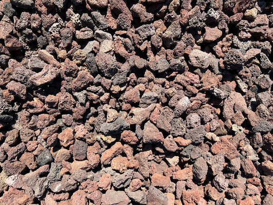 Red lava rock for landscaping in 3/4-inch size